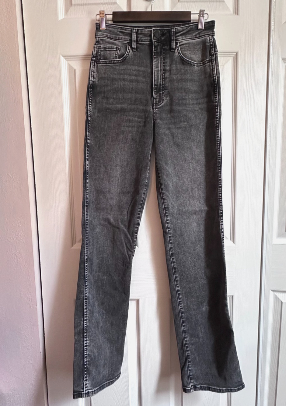 Kut From the Kloth Womens 0 Faded Black Melissa High Rise Straight Leg Jeans